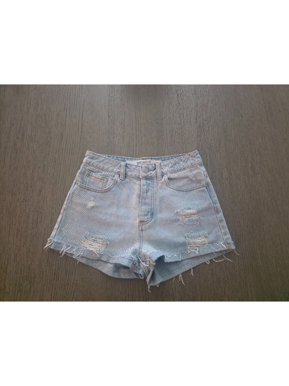 Brandy Melville Light Wash Distressed Denim Jean Shorts size 25 Cotton Buttonfly